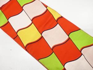 アンティーク　瓦模様織り出し名古屋帯（着用可）